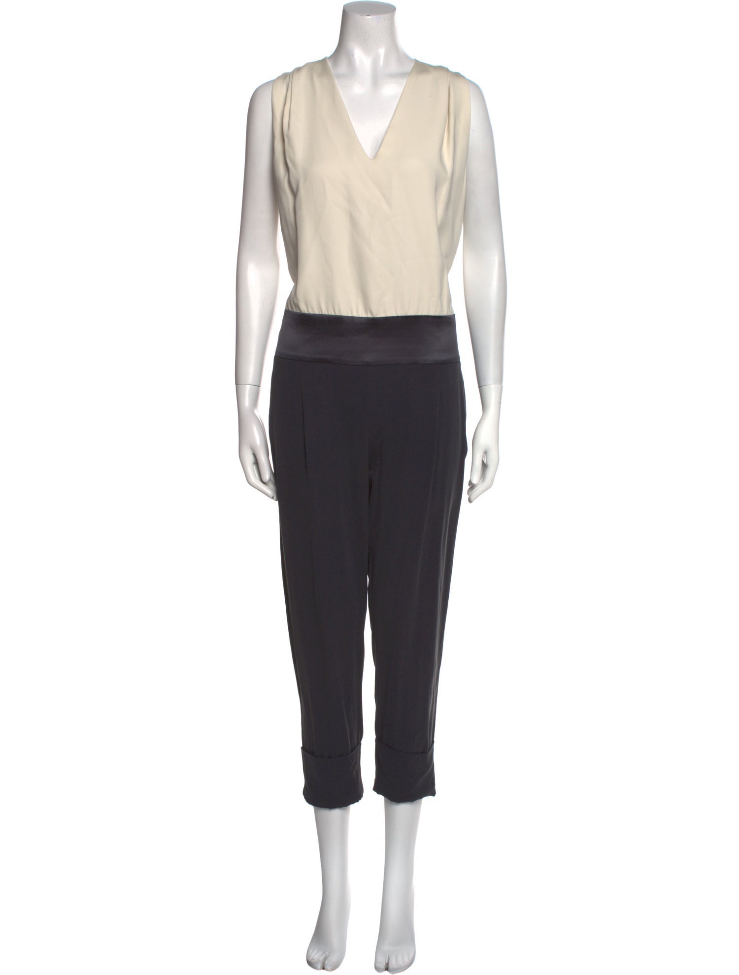 Brunello Cucinelli Colorblock Pattern V-Neck Jumpsuit